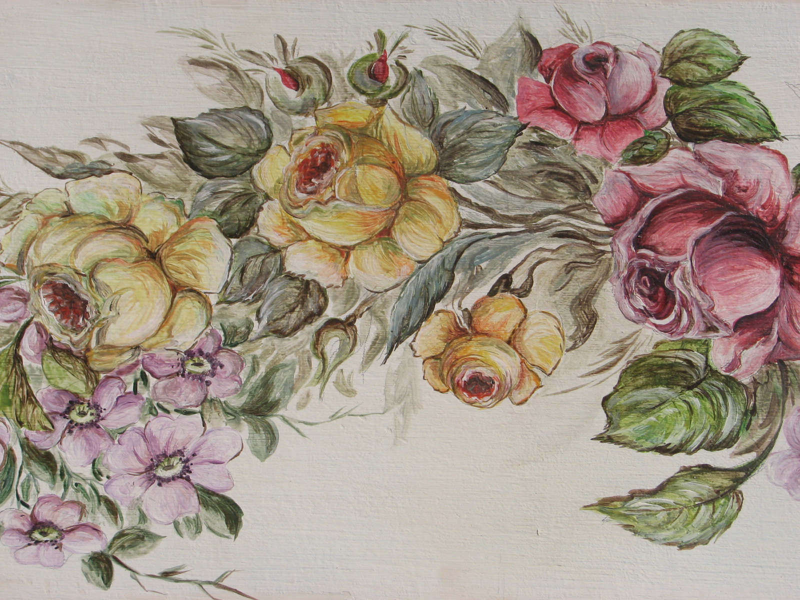 Malovaný květinový vzor - detail