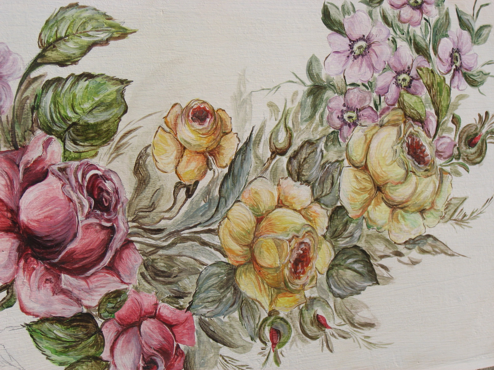 Malovaný květinový vzor - detail 3